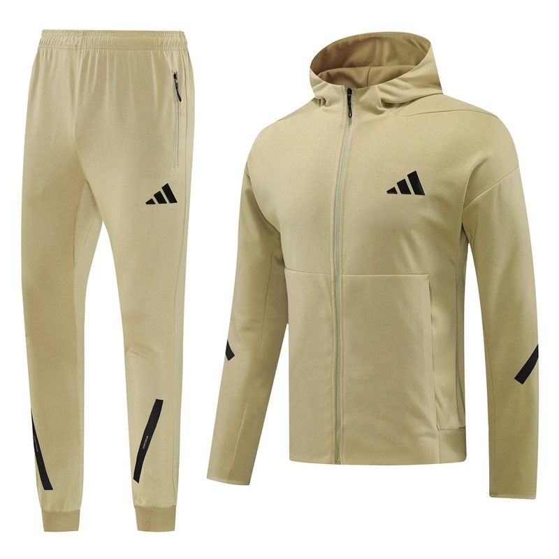 2024 Adidas Khaki Hoodie Jacket Kit Set Football Team Shirt Sports Fashion