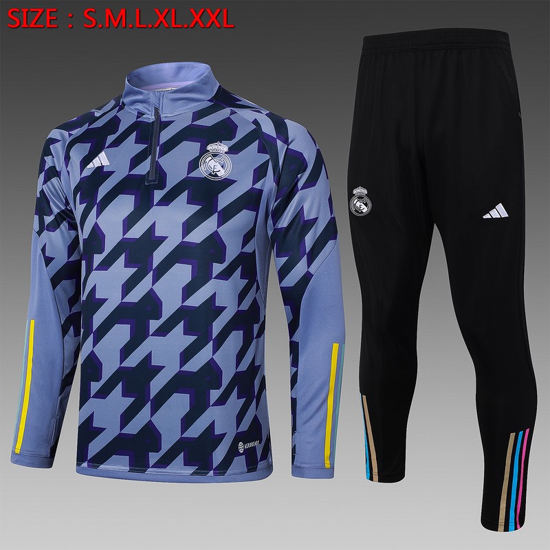 24/25 Real Madrid Gray Long-sleeved half-pull training kit Football team kit
