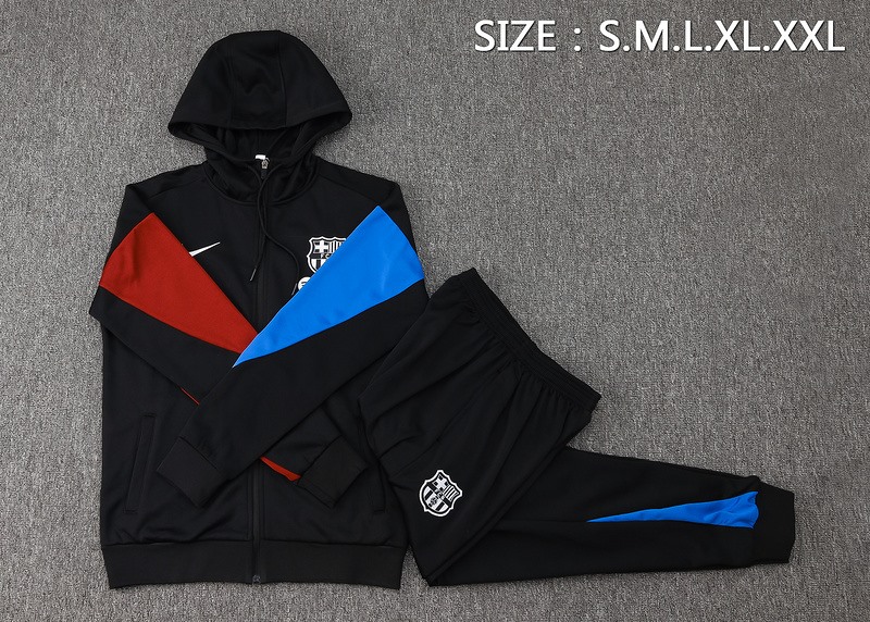2024 Barcelona Black Hoodie Jacket Kit Set Football Team Shirt Sports Fashion