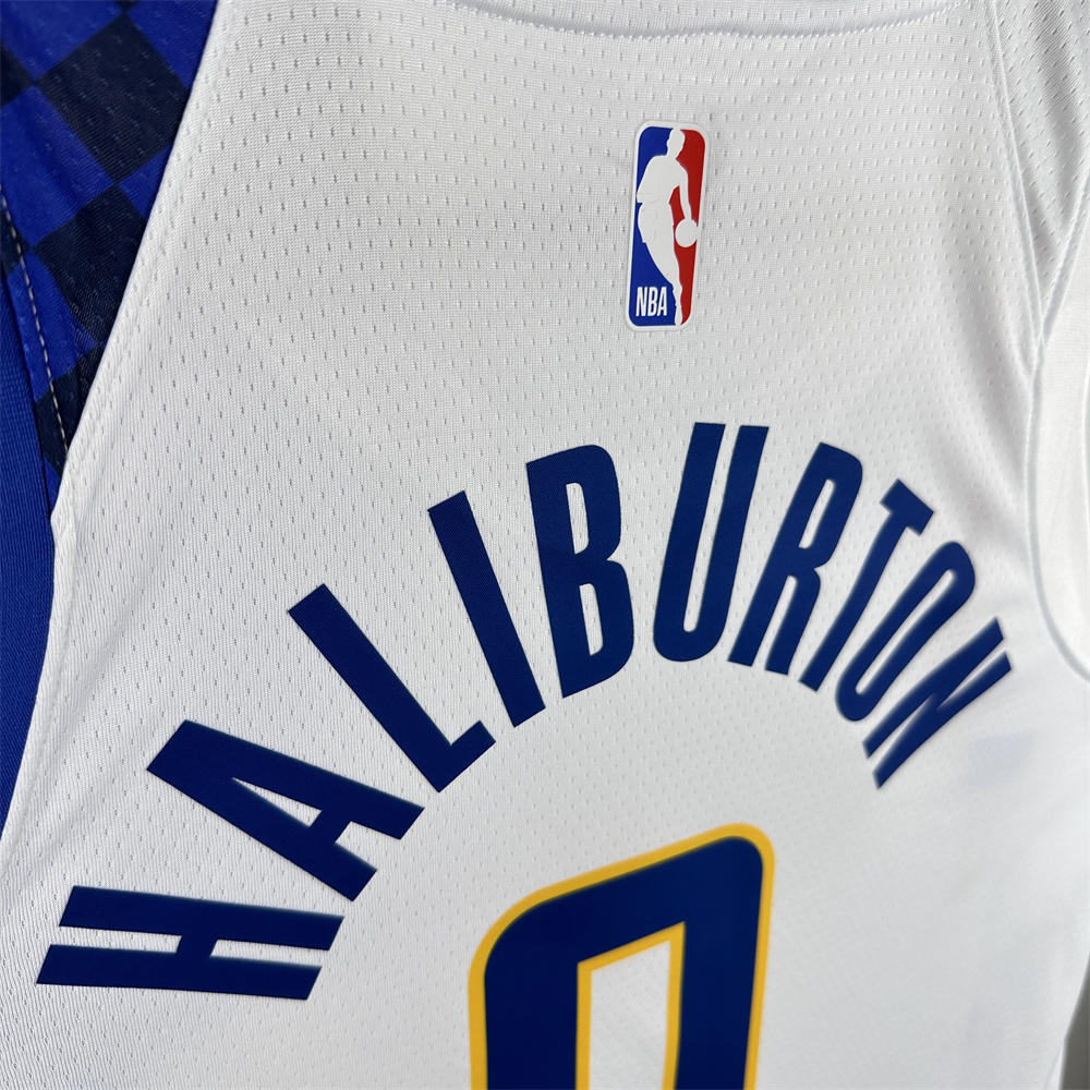 NBA Indiana Pacers 2024 City Edition V-Neck City Edition White Jersey HALIBURTON#0 S-XXL