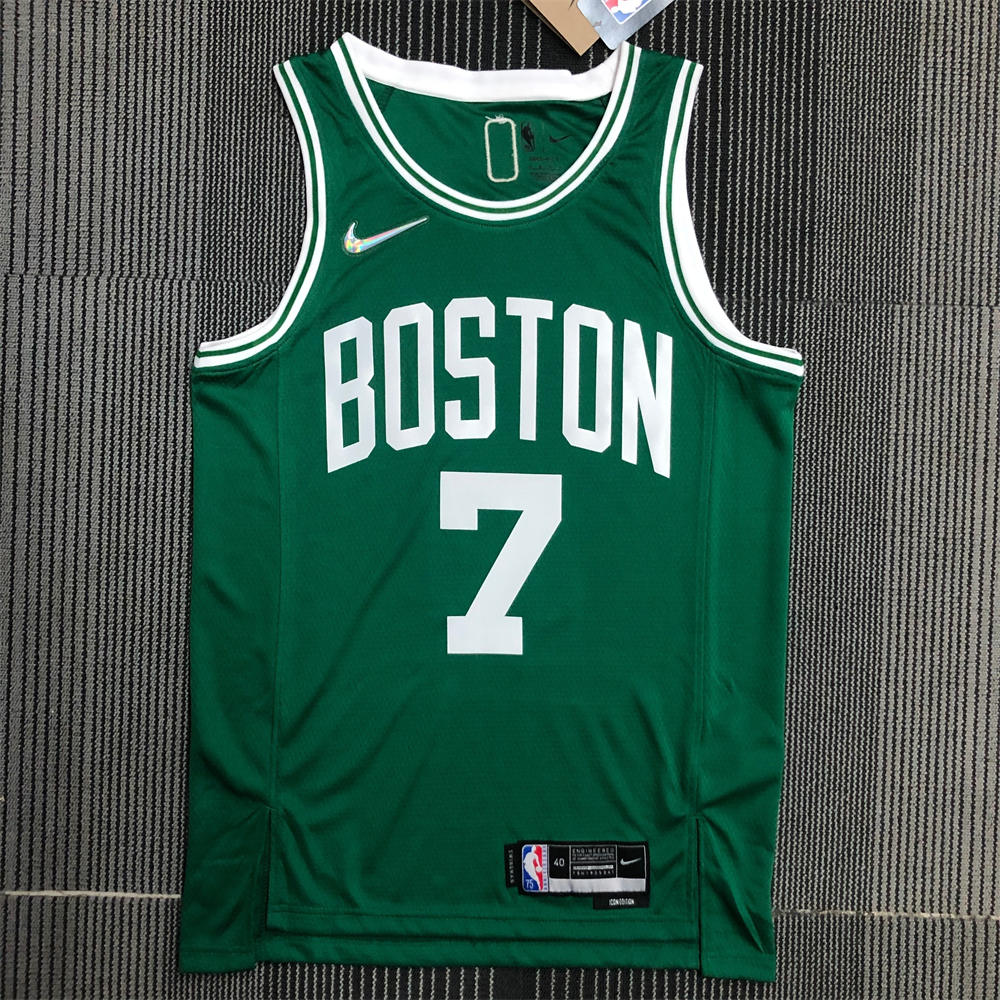 NBA Boston Celtics Round Neck 75th anniversary Green Jersey BROWN#7 S-XXL