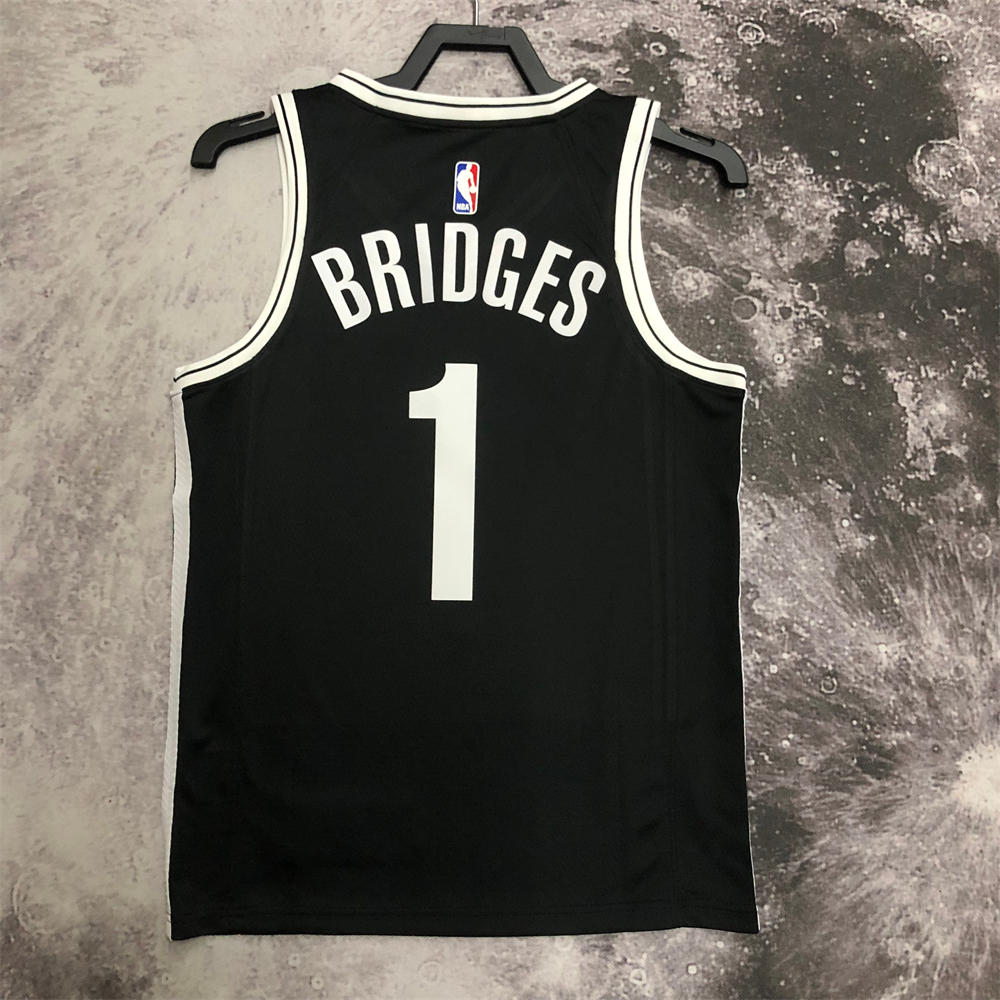 NBA Brooklyn Nets V-Neck Black Jersey BRIDGES#1 S-XXL