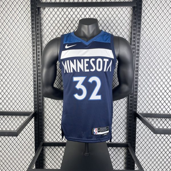 NBA Minnesota Timberwolves 2023 V-Neck Black Jersey TOWNS#32 S-XXL