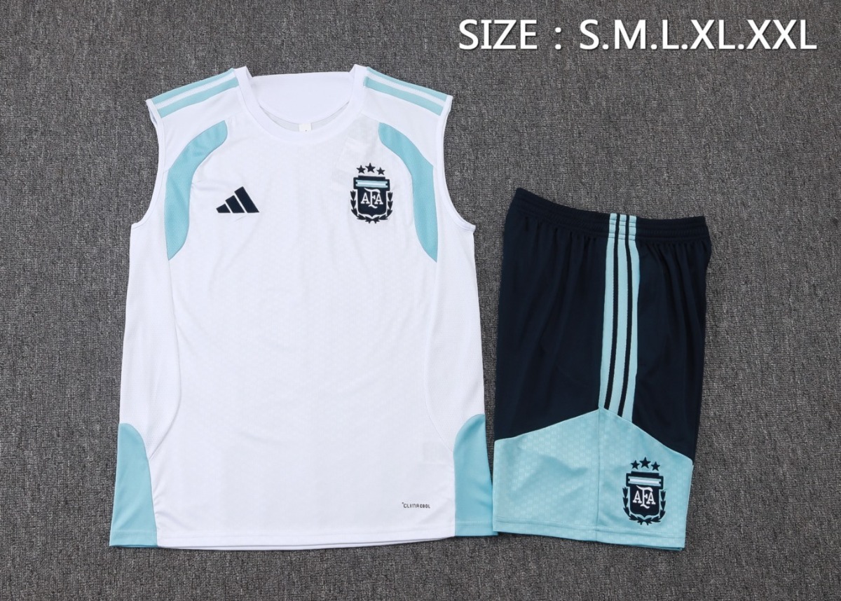 2026 Argentina White Training Set Shirt and Shorts