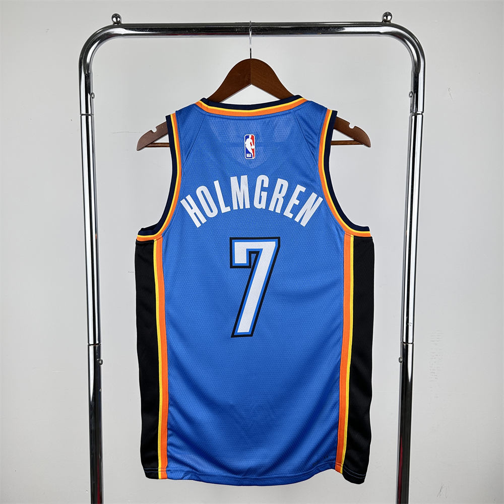 NBA Oklahoma City Thunder V-Neck Blue Jersey HOLMGREN#7 S-XXL