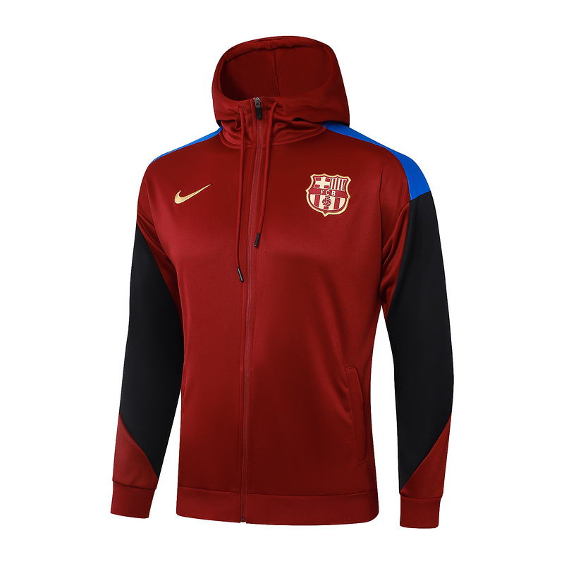 2024/25 Barcelona Red Hoodie Jacket Kit Set Football Team Shirt Sports Fashion