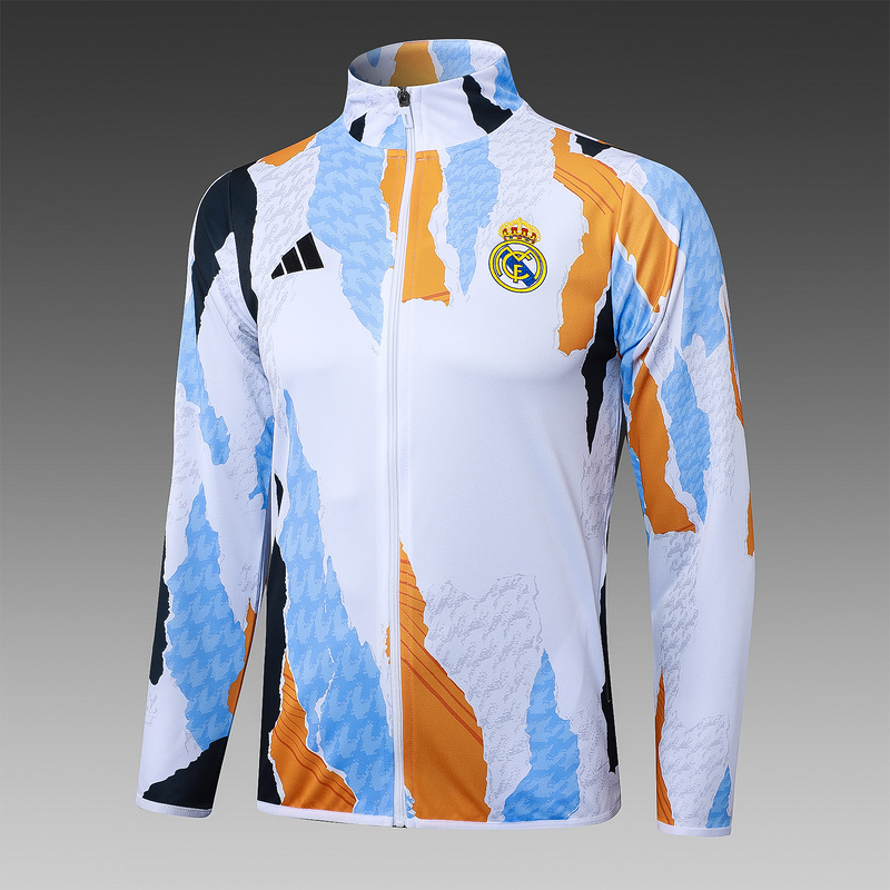 2024/25 Real Madrid Blue white yellow Jacket Training Suit Set Football Team Shirt Sports Fashion