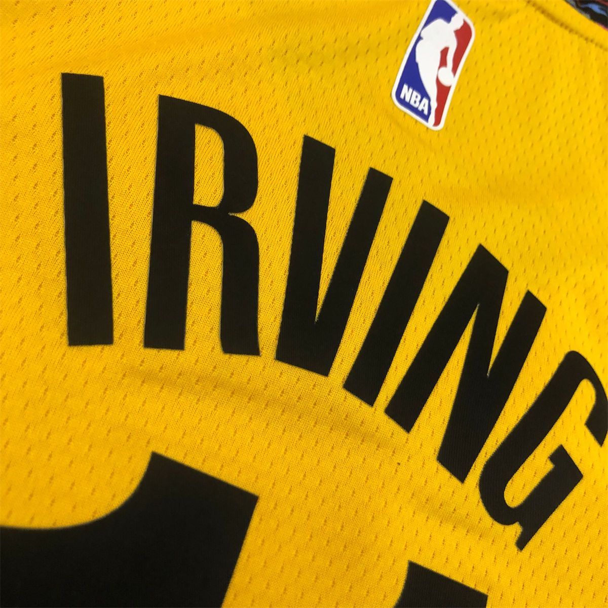 NBA Brooklyn Nets V-Neck Yellow Jersey IRVING#11 S-XXL