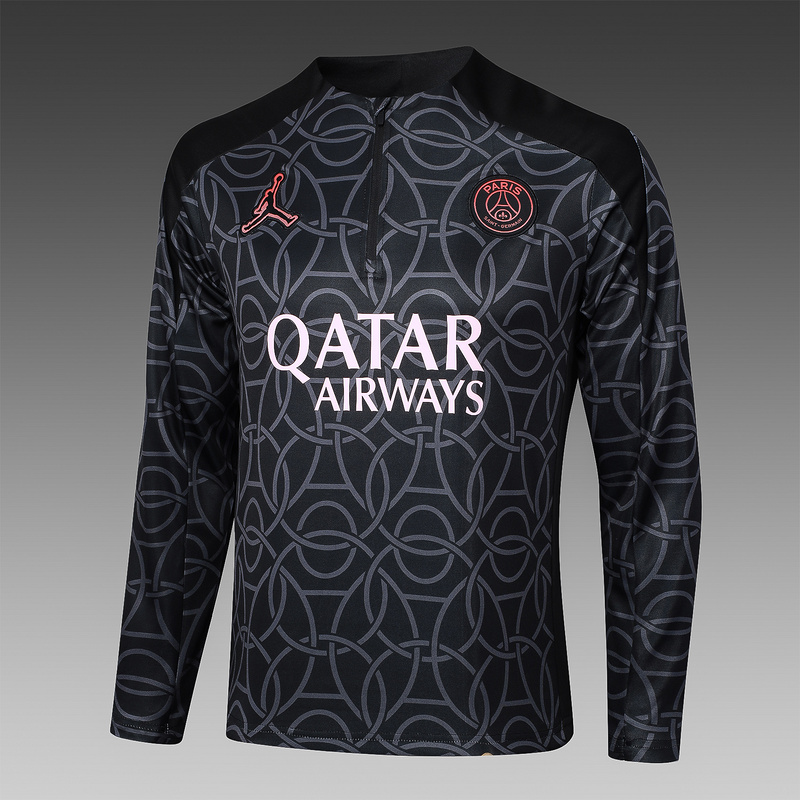 24/25 Paris Black Long-sleeved half-pull training kit Football team kit