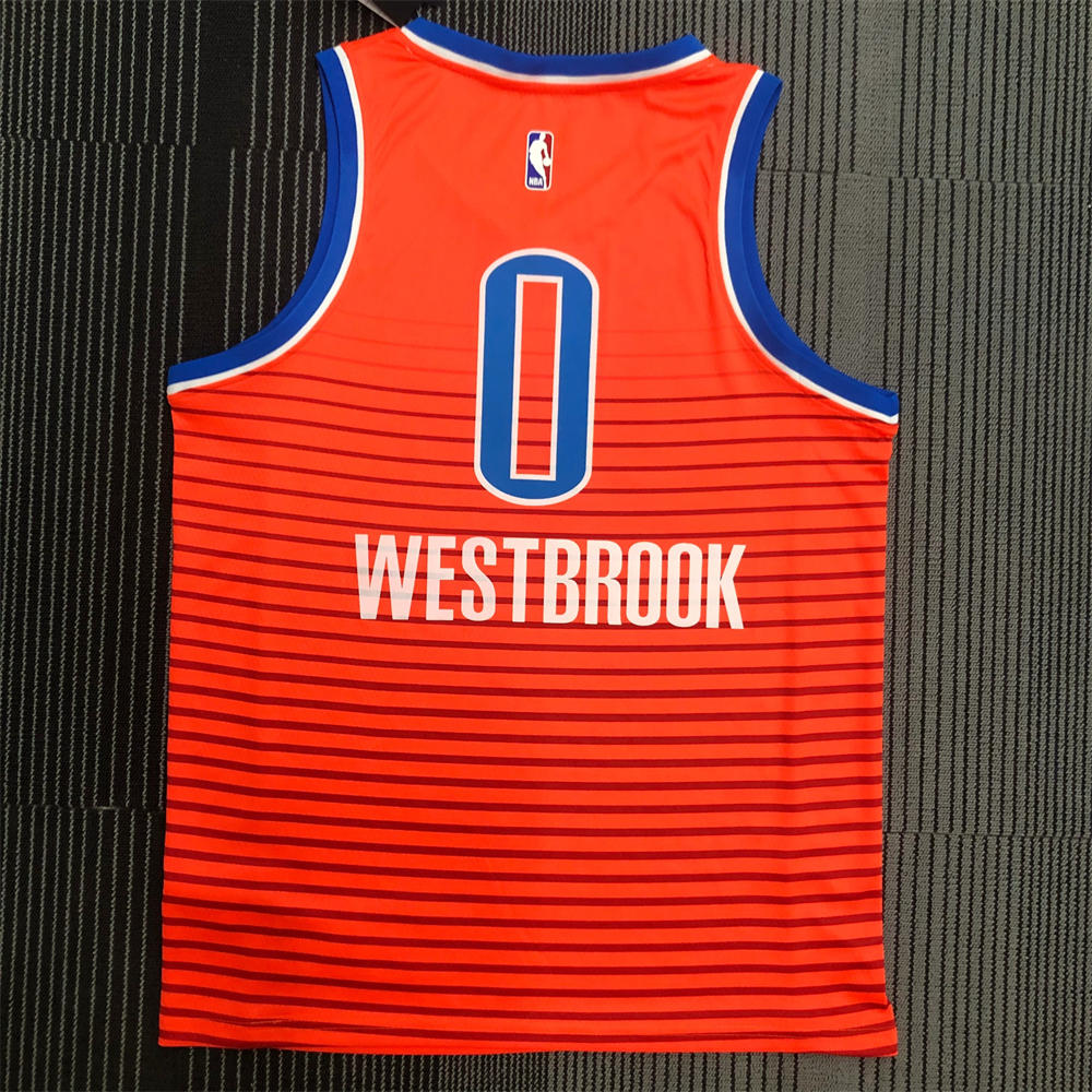NBA Oklahoma City Thunder V-Neck Orange Jersey WESTBROOK#0 S-XXL