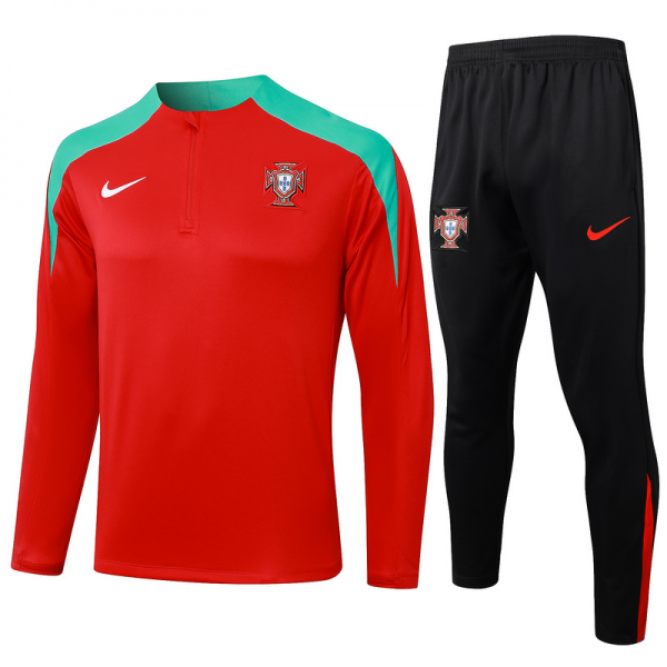 24/25 Portugal Red Long-sleeved half-pull training kit Football team kit