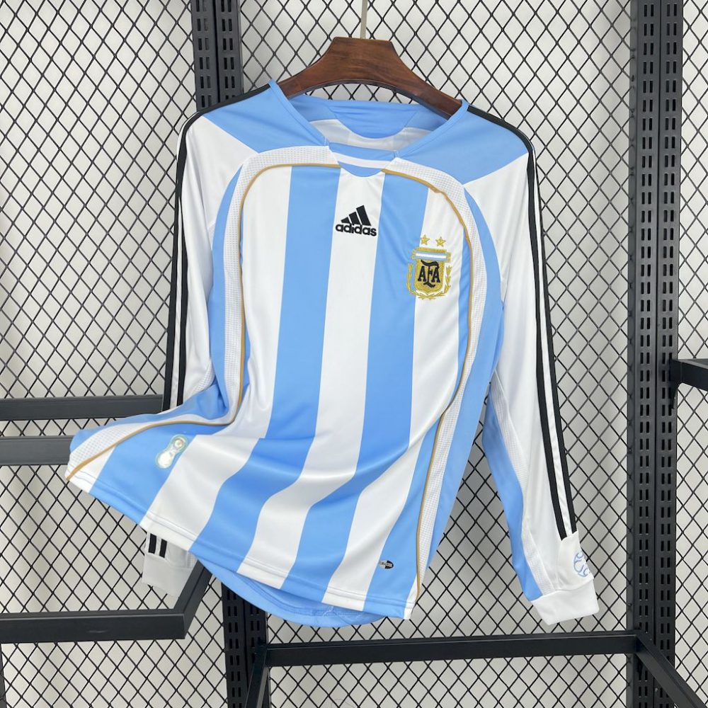 Retro Argentina 06/07 World Cup Home Long Sleeve jersey Fan Version