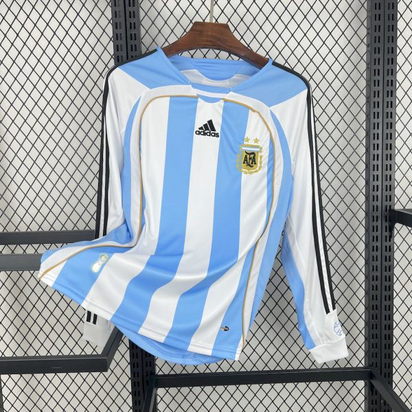 Retro Argentina 06/07 World Cup Home Long Sleeve jersey Fan Version