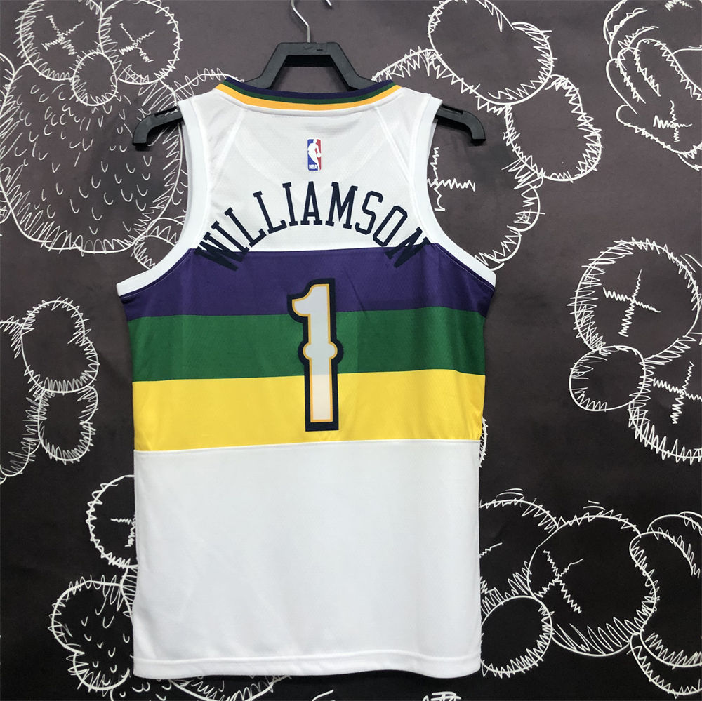 NBA New Orleans Pelicans V-Neck White jersey WILLIAMSON#1 S-XXL