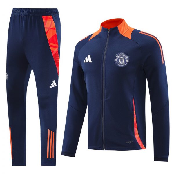 2024 Manchester United Royal Blue Jacket Training Suit Set Football Team Shirt Sports Fashion