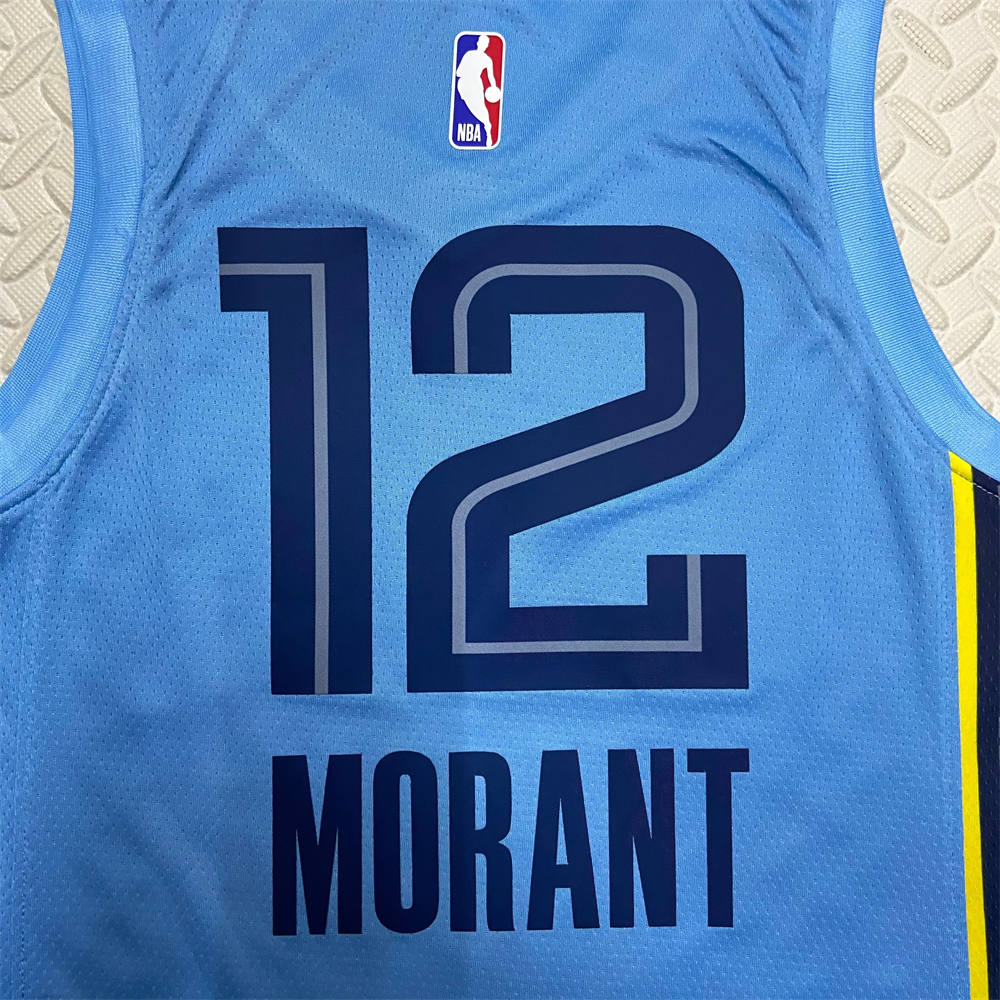 NBA Memphis Grizzies V-Neck Blue Jersey MORANT #15 S-XXL