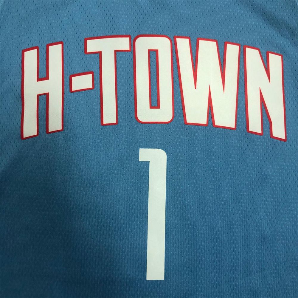 NBA Houston Rockets V-Neck Light Blue Jersey McGRADY#1 S-XXL