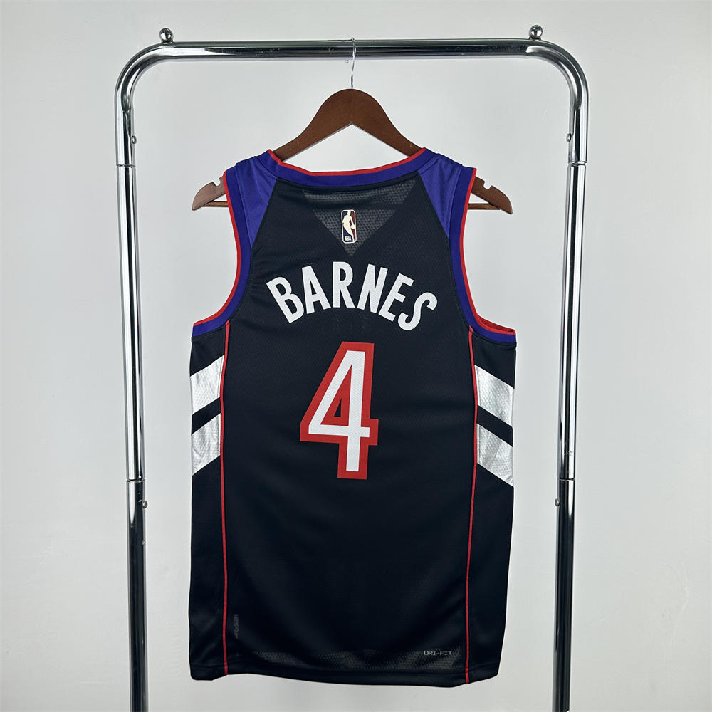 NBA Toronto Raptors 24/25 Retro Purple V-Neck Jersey BARNES#4 S-XXL
