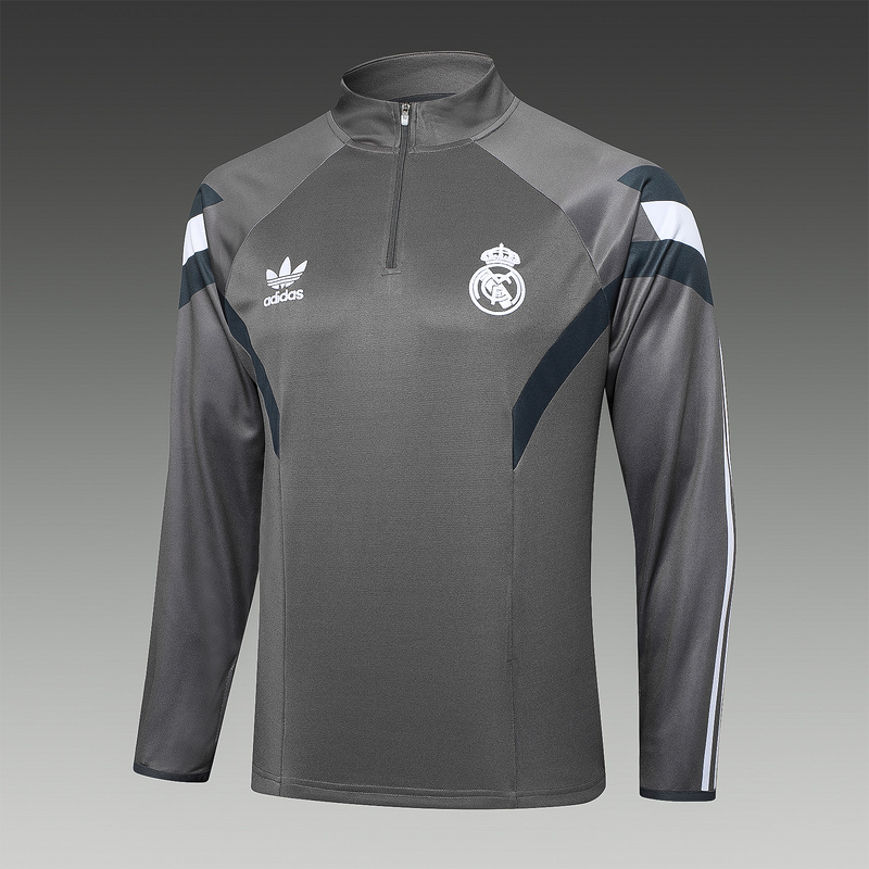 24/25 Real Madrid Grey Long-sleeved half-pull training kit Football team kit