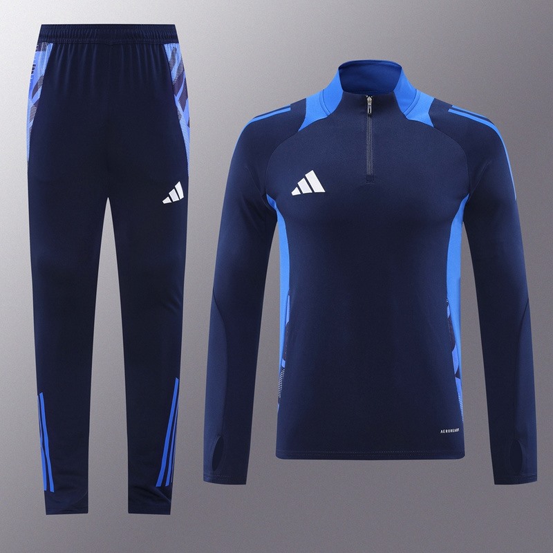 2024 Adidas Royal Blue Long-sleeved half-pull training kit Football team kit