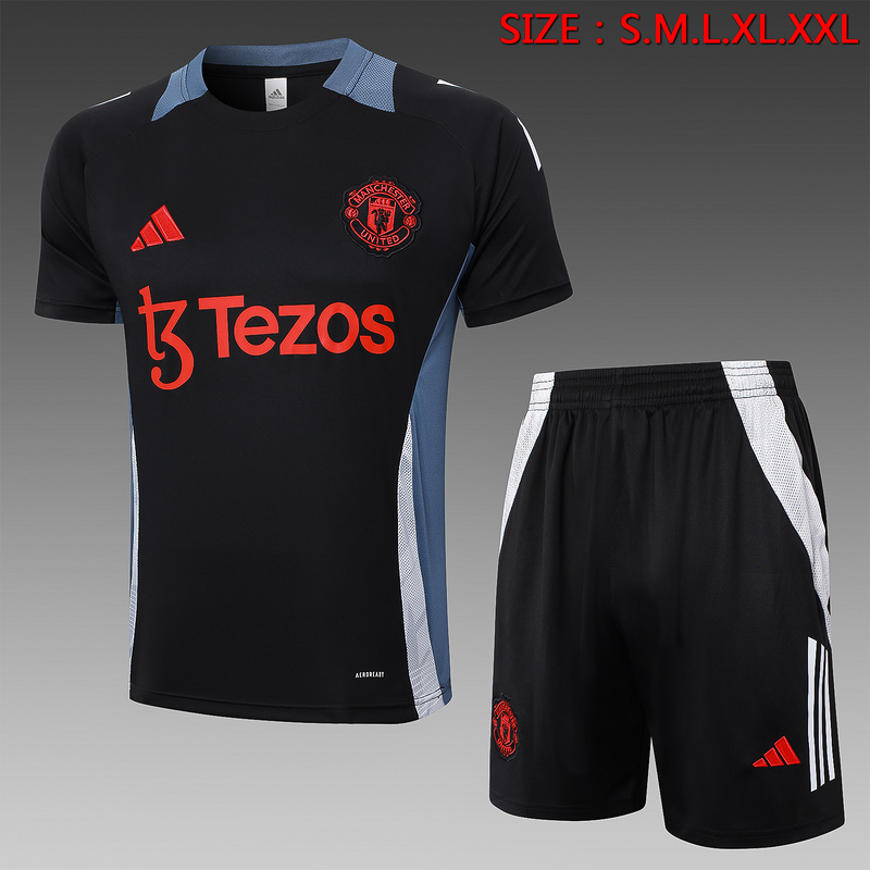 24/25 Manchester United Black Training Set Shirt and Shorts