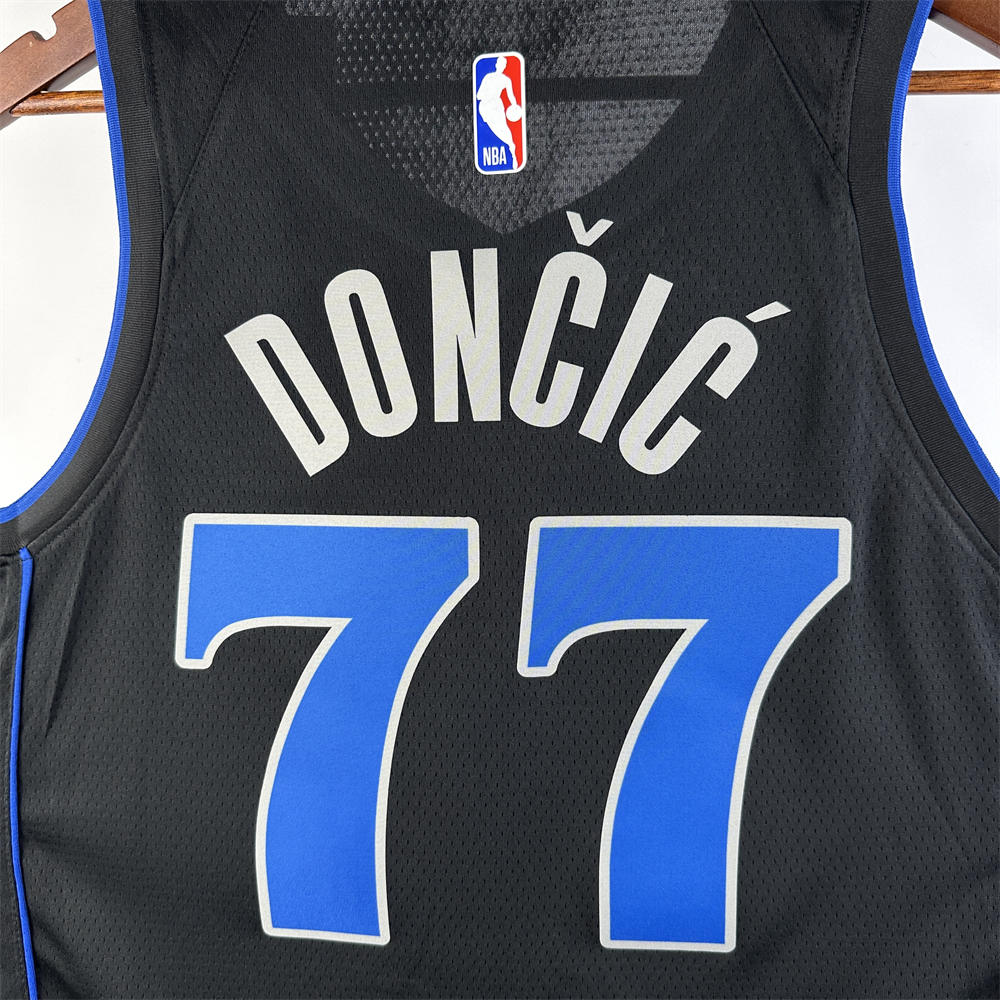 NBA Dallas Mavericks 2024 V-Neck Black Jersey DONCIC#77 S-XXL