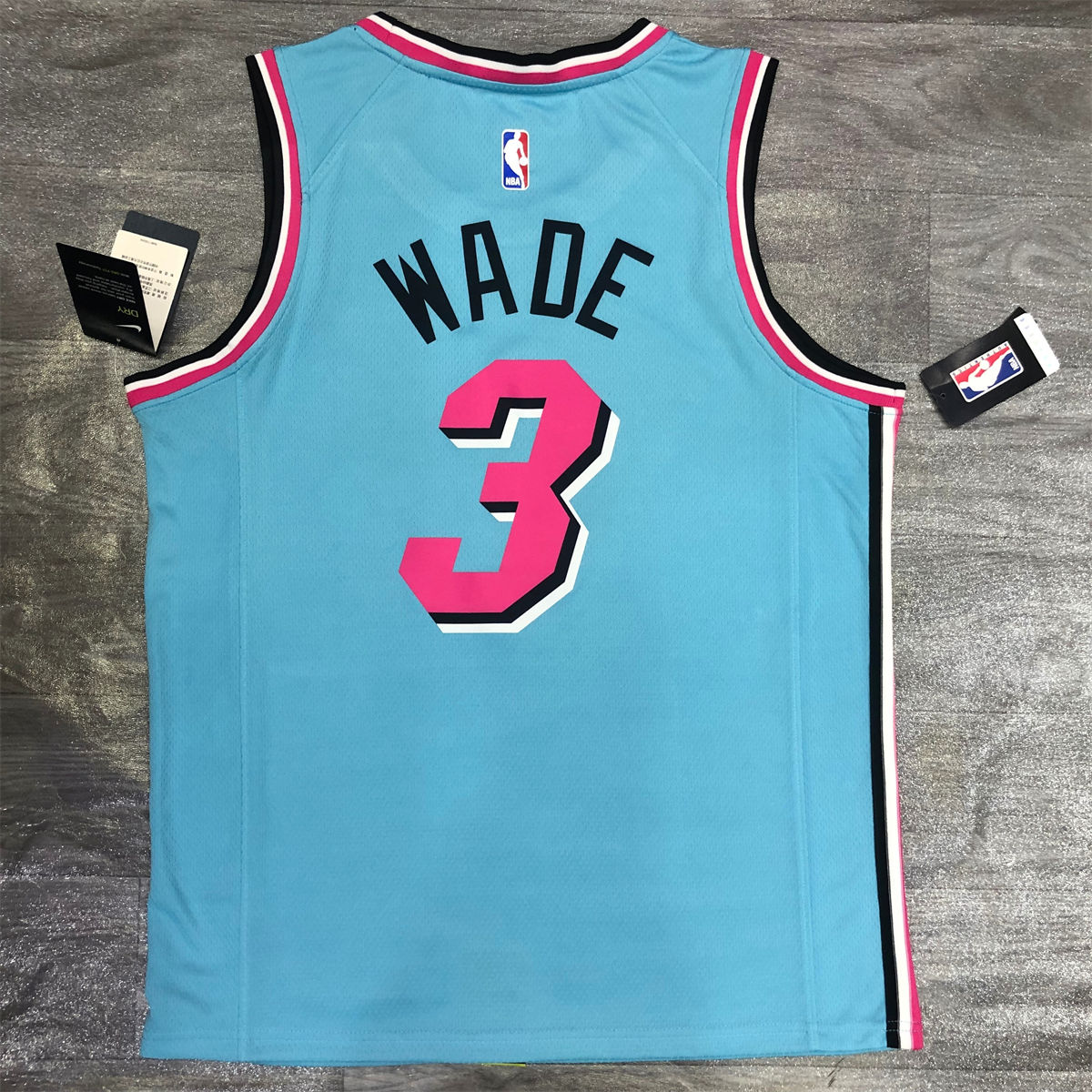 NBA Miami Hearts round neck Light Blue Jersey WADE#3 S-XXL