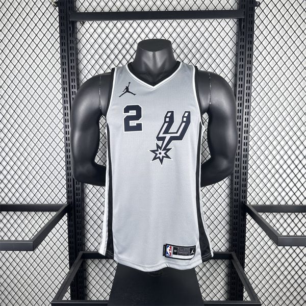 NBA San Antonio Spurs 2021 V-Neck Grey jersey LEONARD#2 S-XXL