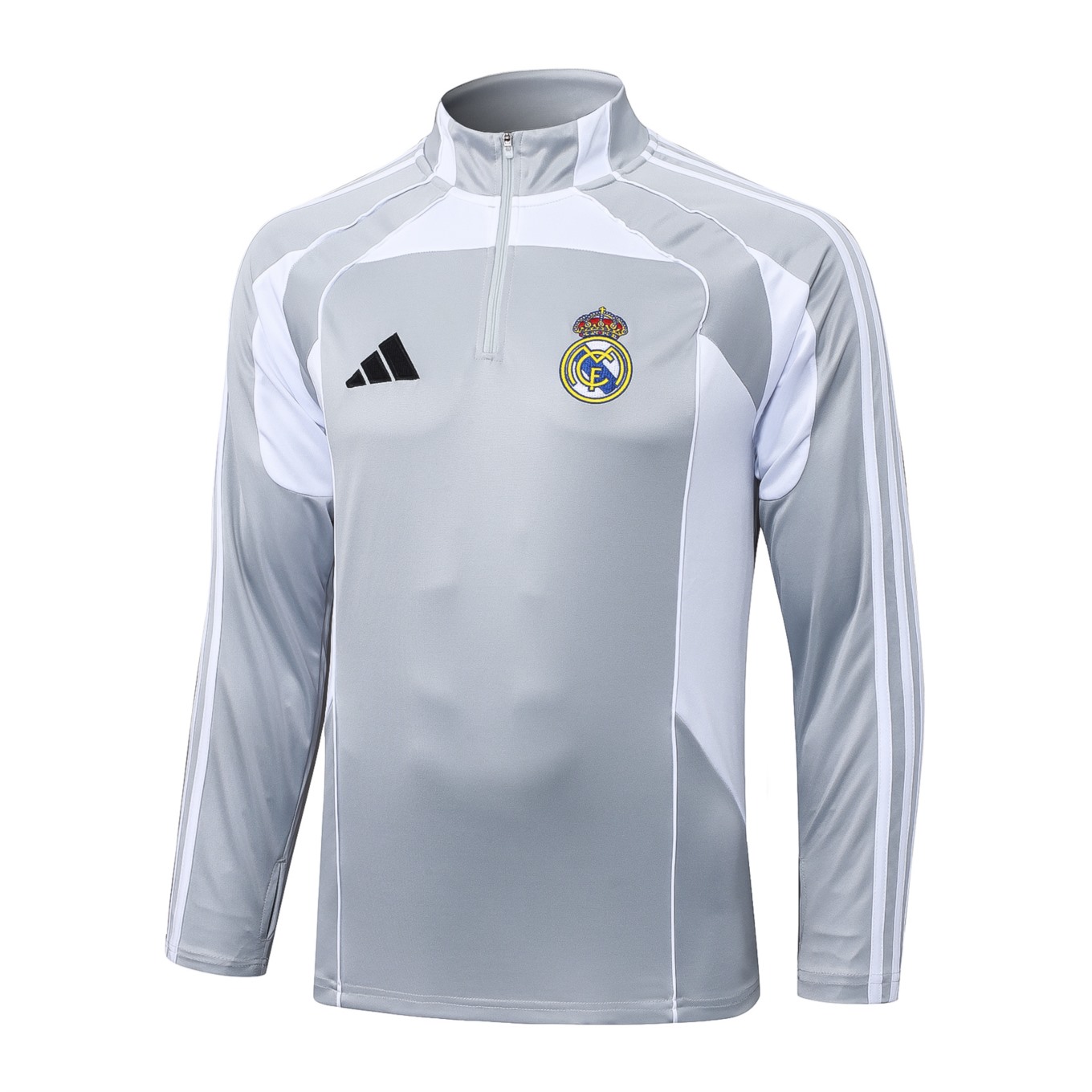 202526 Real Madrid Grey Long-sleeved half-pull training kit Football team kit