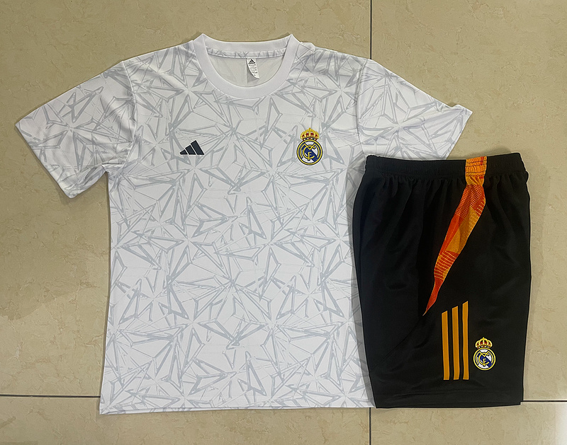 24/25 Real Madrid White Training Set Shirt and Shorts