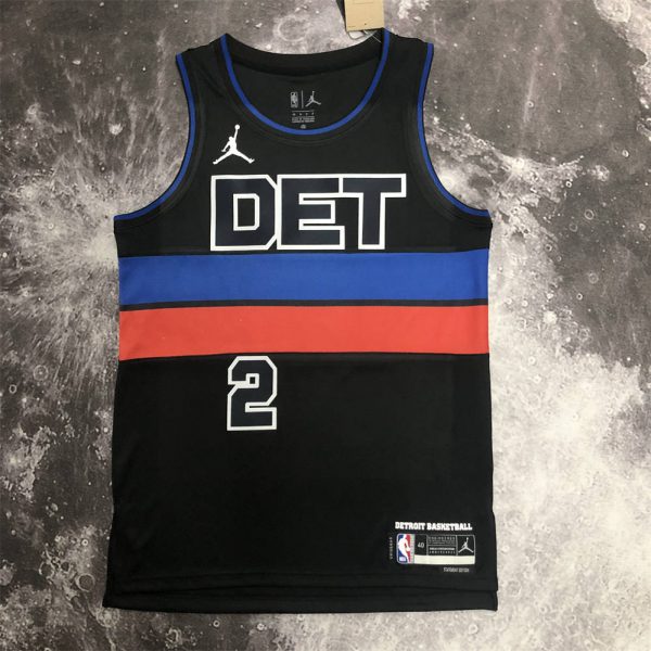 NBA Detroit PIstons Round Neck JORDAN Edition Black jersey CUNNINGHAM#2 S-XXL