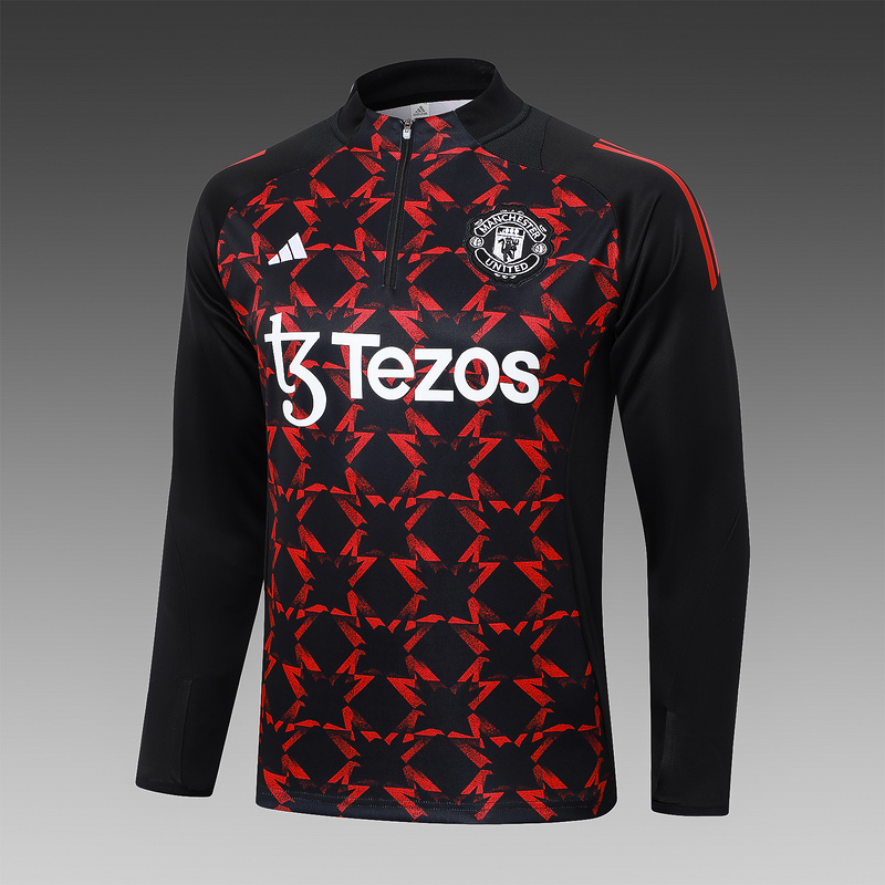 24/25 Manchester United Black red Long-sleeved half-pull training kit Football team kit