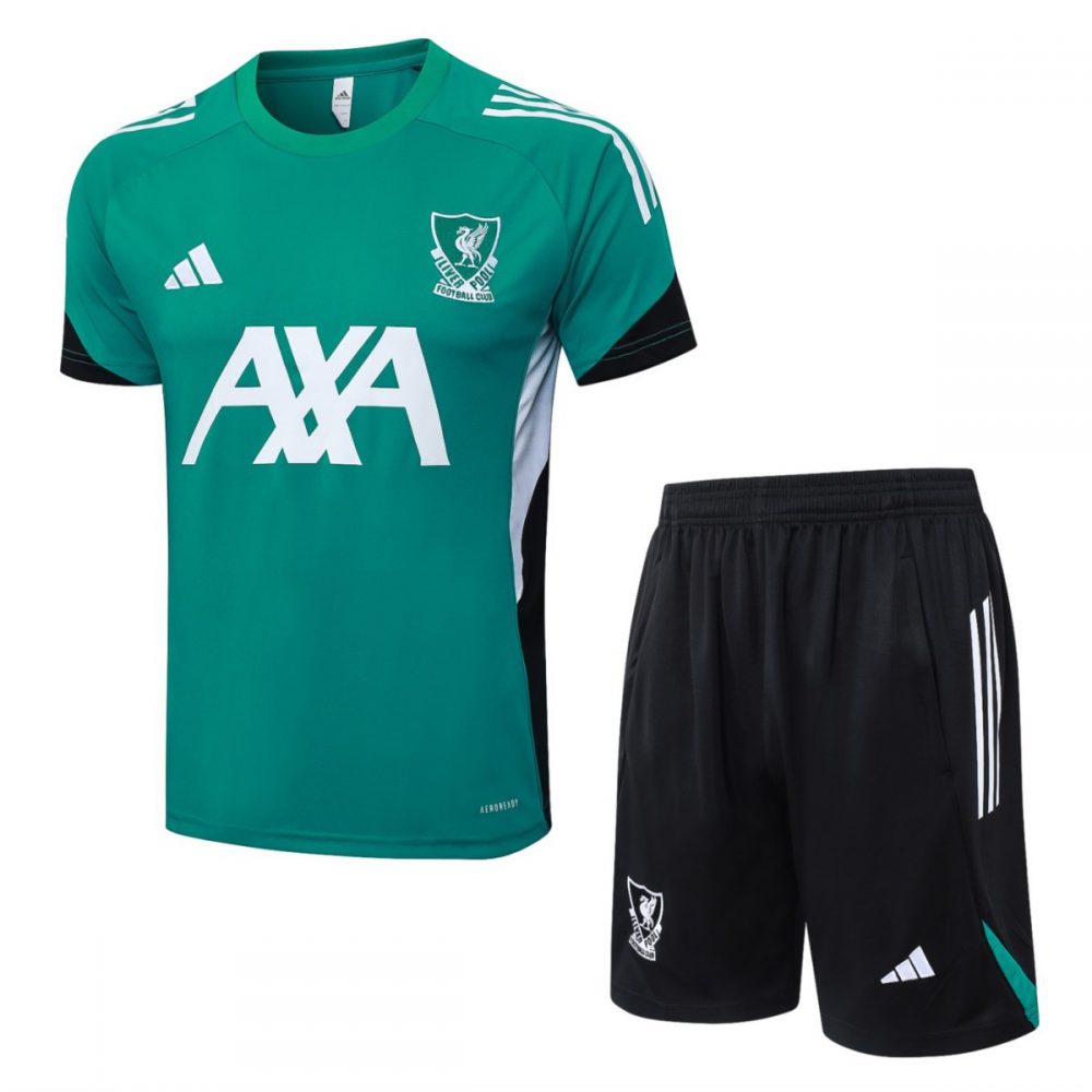 2026 Liverpool Green Training Set Shirt and Shorts