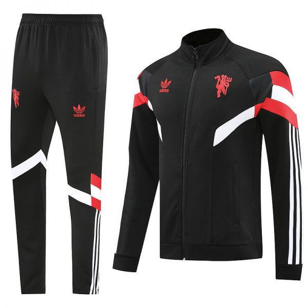 2024 Manchester Unite Black Jacket Training Suit Set Football Team Shirt Sports Fashion