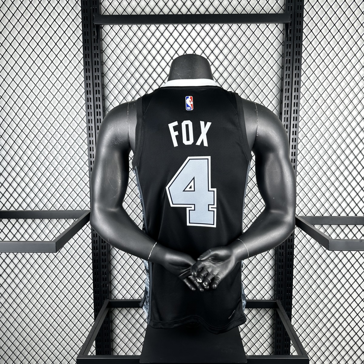 NBA San Antonio Spurs V-Neck Black jersey FOX#4 S-XXL