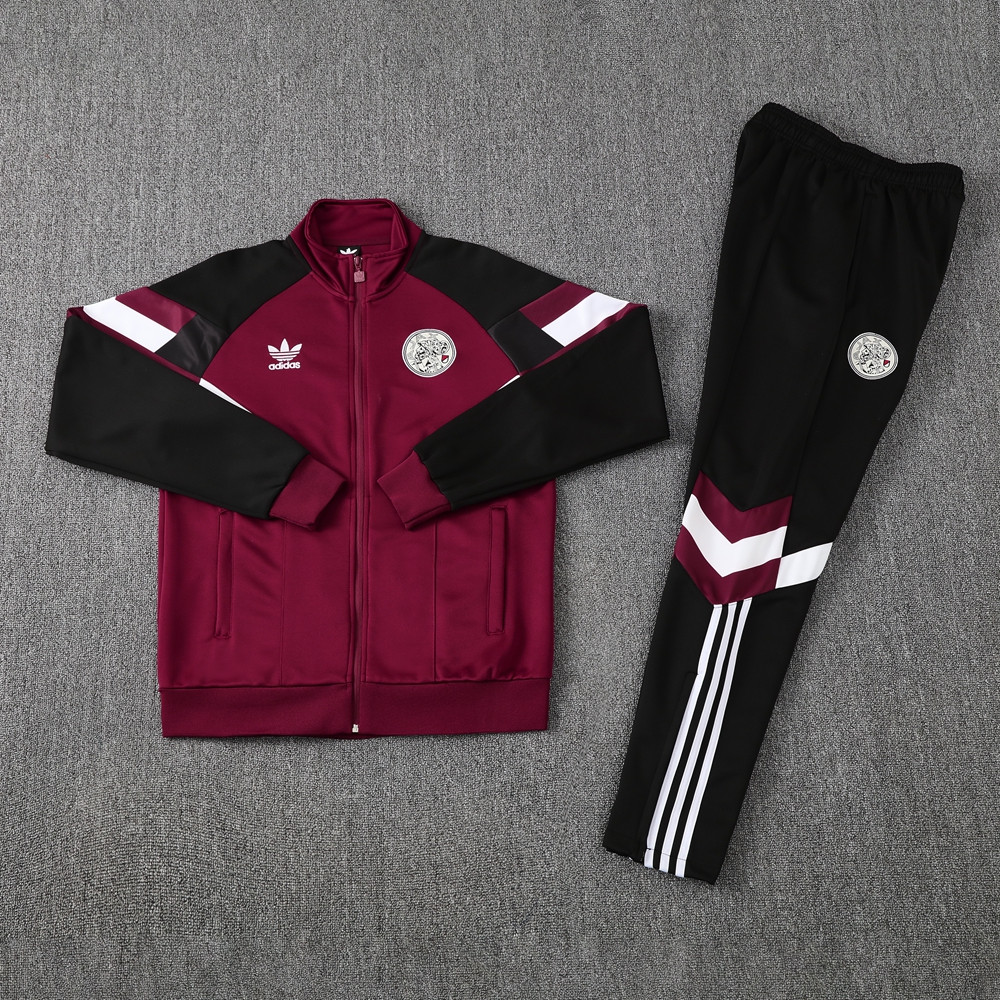 2024 Ajax Maroon Jacket Training Suit Set Football Team Shirt Sports Fashion
