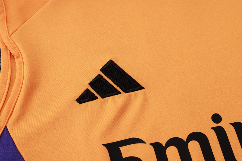 24/25 Real Madrid Orange Black Training Set Shirt and Shorts