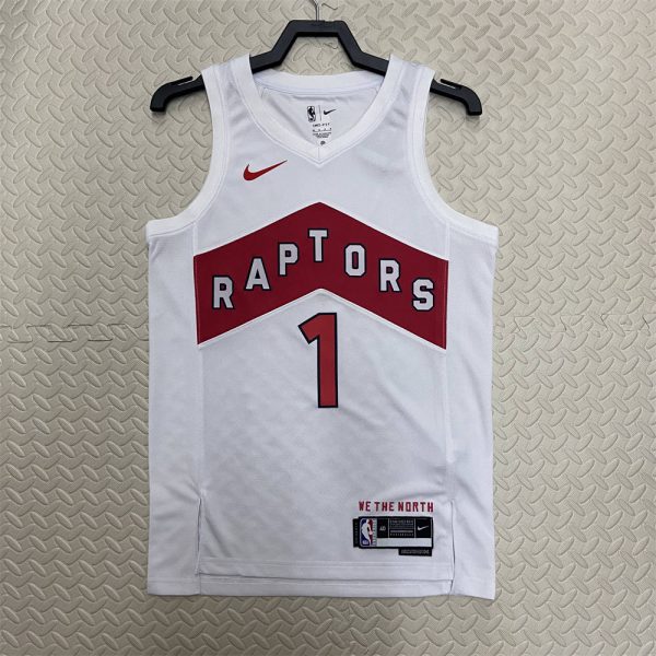 NBA Toronto Raptors V-Neck White Jersey McGRADY#1 S-XXL