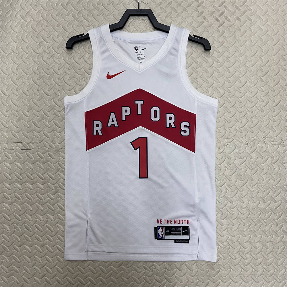 NBA Toronto Raptors V-Neck White Jersey McGRADY#1 S-XXL
