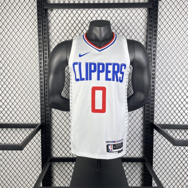 NBA Los Angeles Clippers 2023 V-Neck White Jersey WESTBROOK#0 S-XXL