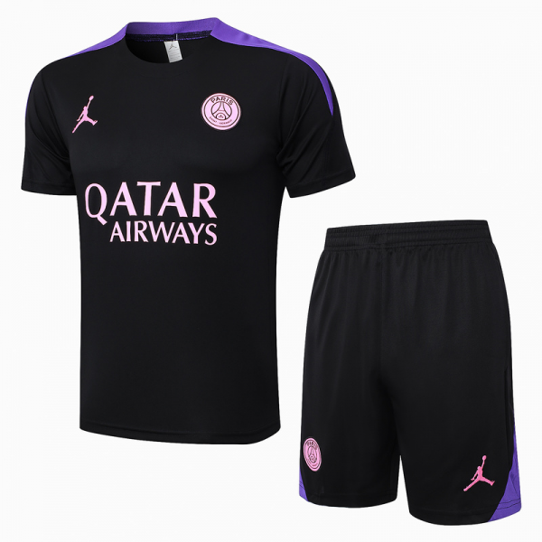 24/25 Paris Black Training Set Shirt and Shorts