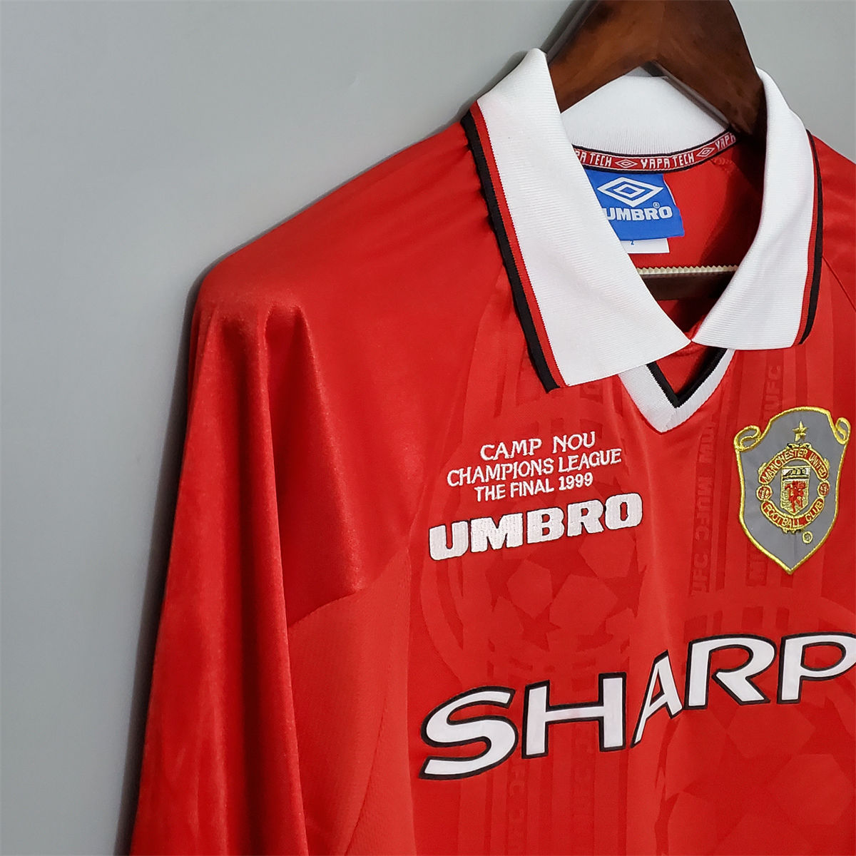 Retro Manchester United 99/00 long-sleeved Champions League version home jersey Fan Version