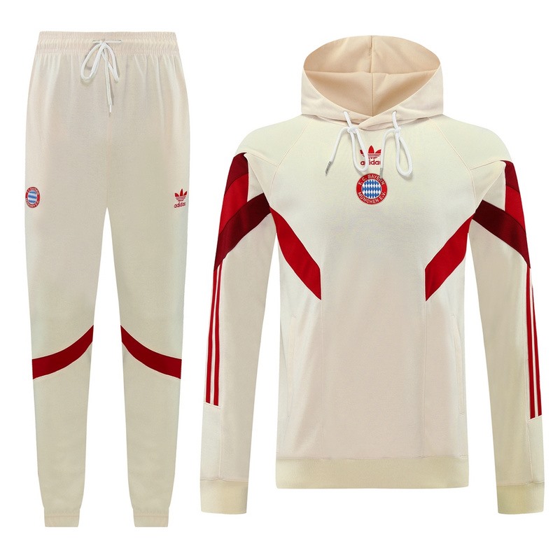 2024 Bayern Munich Beige Hoodie Jacket Kit Set Football Team Shirt Sports Fashion