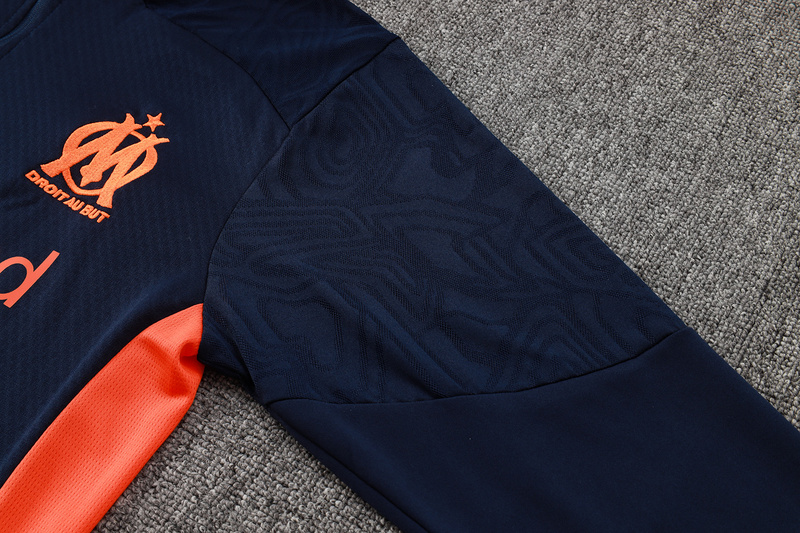 24/25 Marseilles Royal blue Long-sleeved half-pull training kit Football team kit