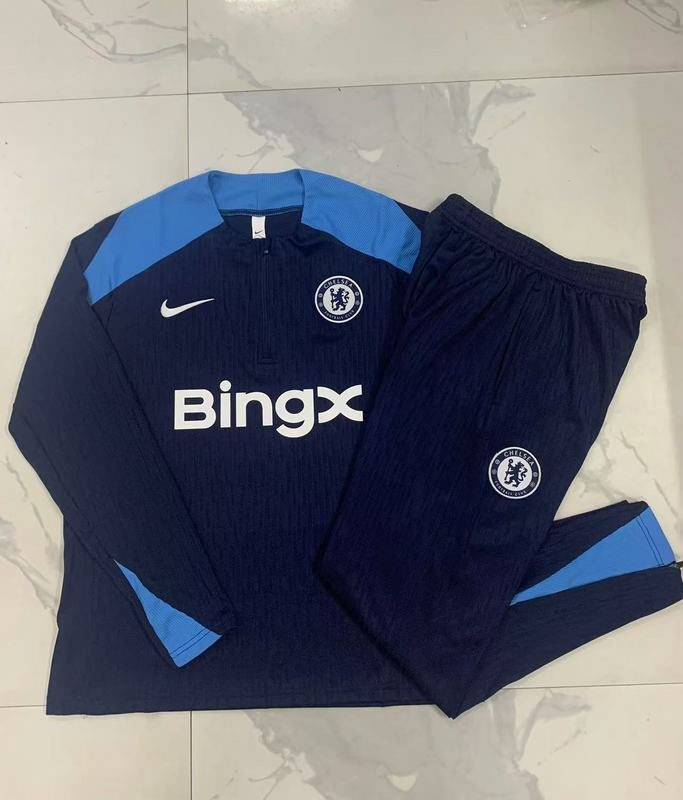 24/25 Chelsea Royal blue Long-sleeved half-pull training kit Football team kit