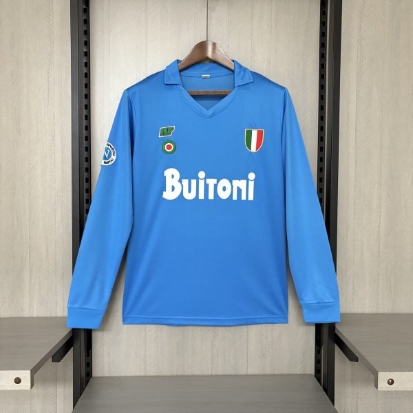 Retro Naples 87/88 home Long Sleeves jersey Fan Version