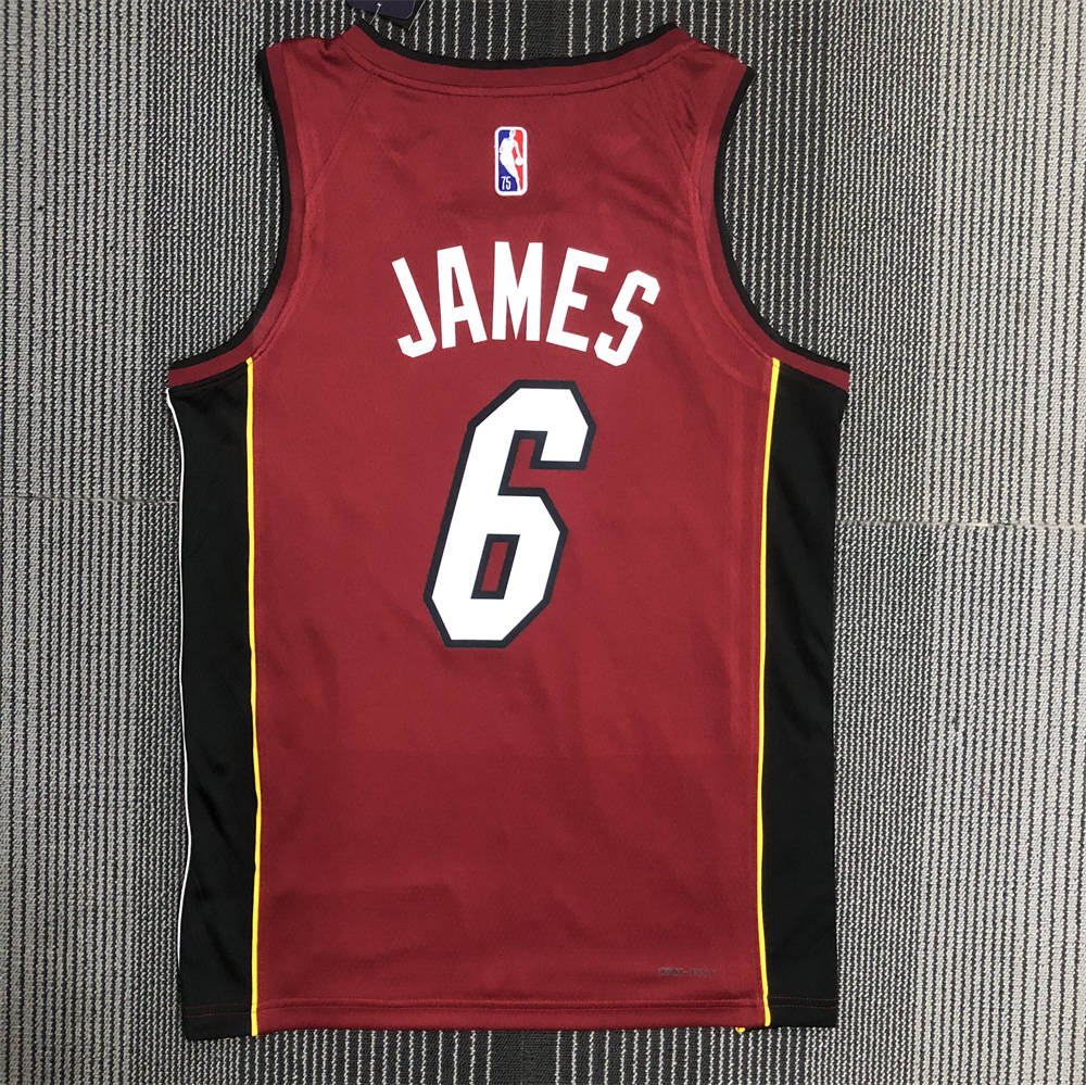 NBA Miami Hearts V-Neck Red 75th Anniversary Jersey JAMES#6 S-XXL