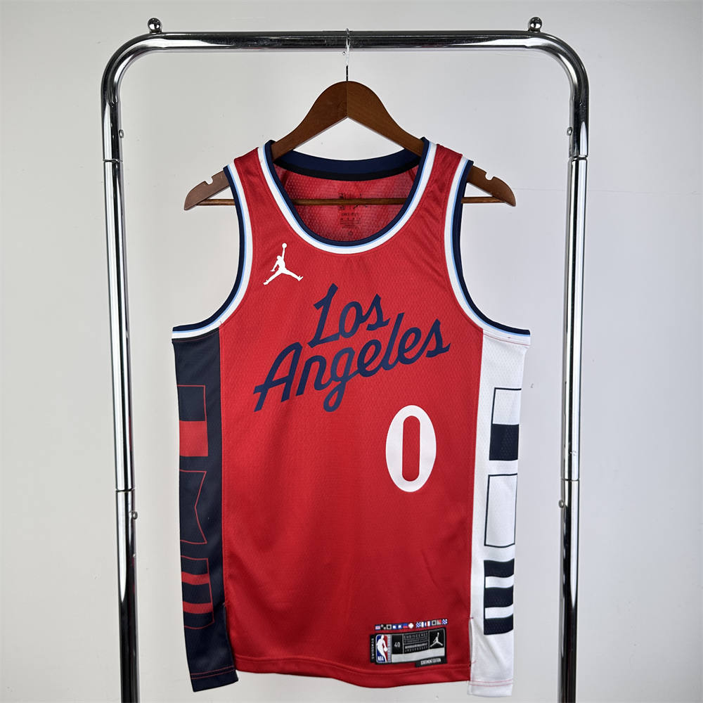 NBA Los Angeles Clippers 24/25 Round Neck JORDAN Edition Red Jersey WESTBROOK#0 S-XXL