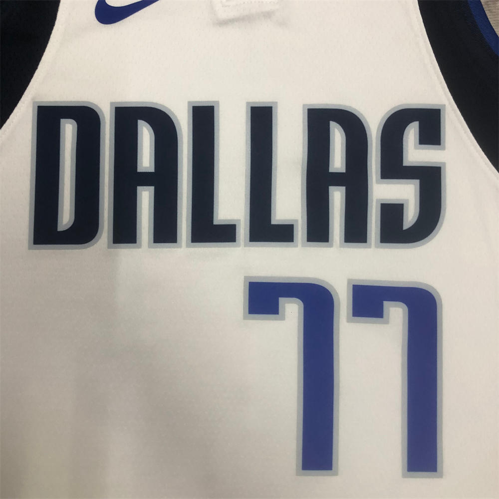 NBA Dallas Mavericks V-Neck White Jersey DONCIC#77 S-XXL