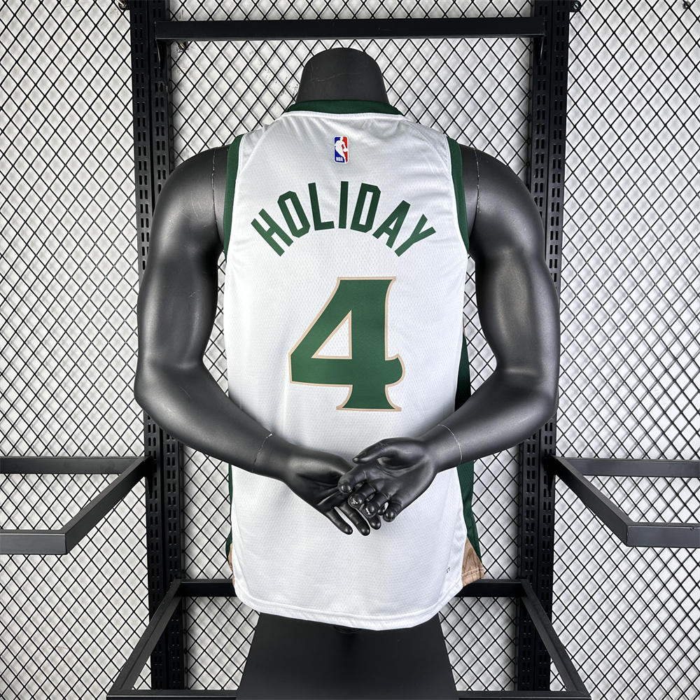 NBA Boston Celtics 2024 City Edition Round Neck White Jersey HOLIDAY#4 S-XXL